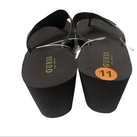 NWT GUESS Women's Brown Platform Heel Flip Flops Sandals Shoes Size 11 - Picture 9 of 12
